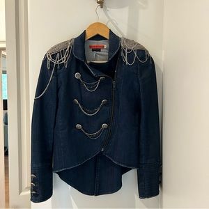 Alice & Olivia Embellished Denim Jacket Size SMALL